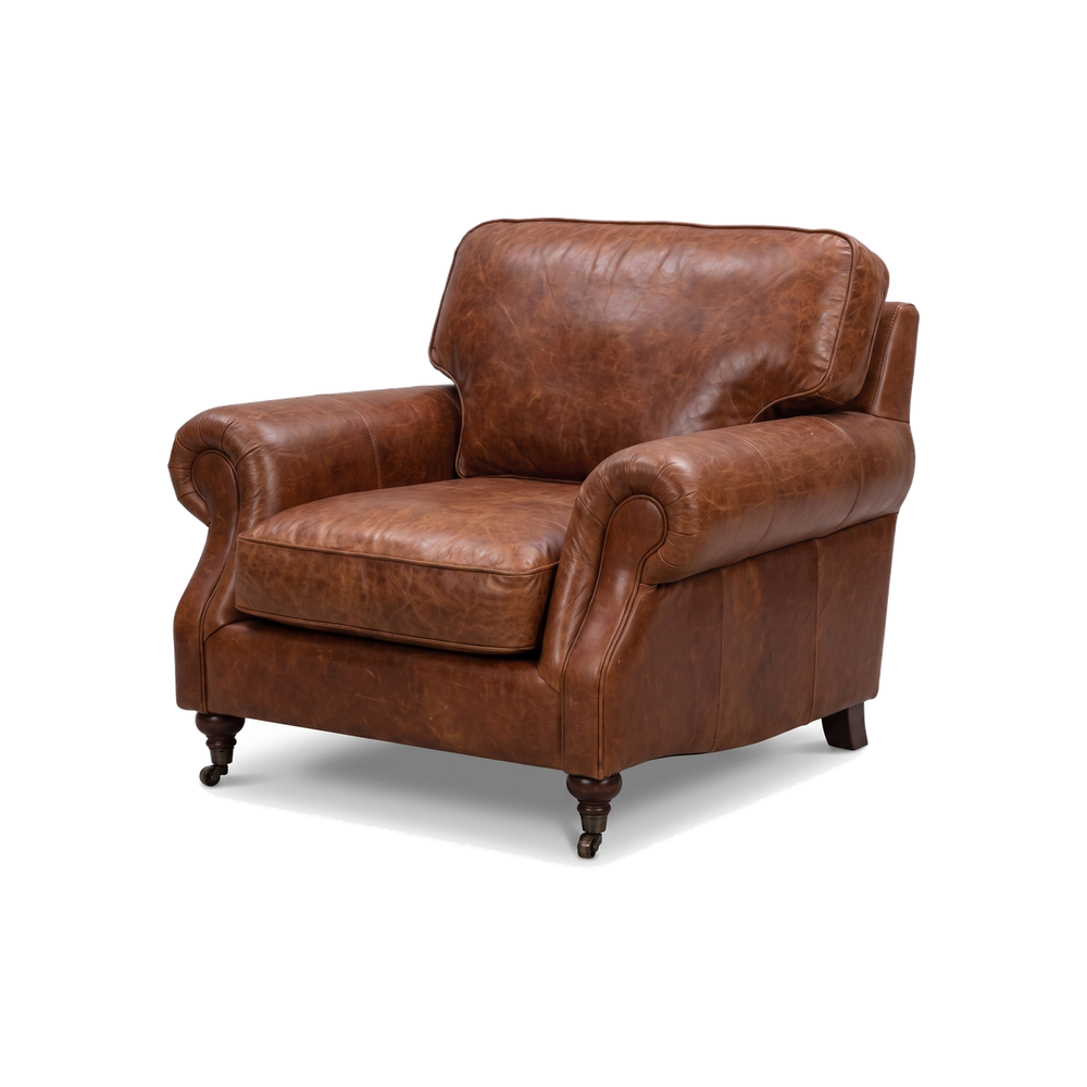 Clancy Rolled-Arm Armchair – Vintage Brown