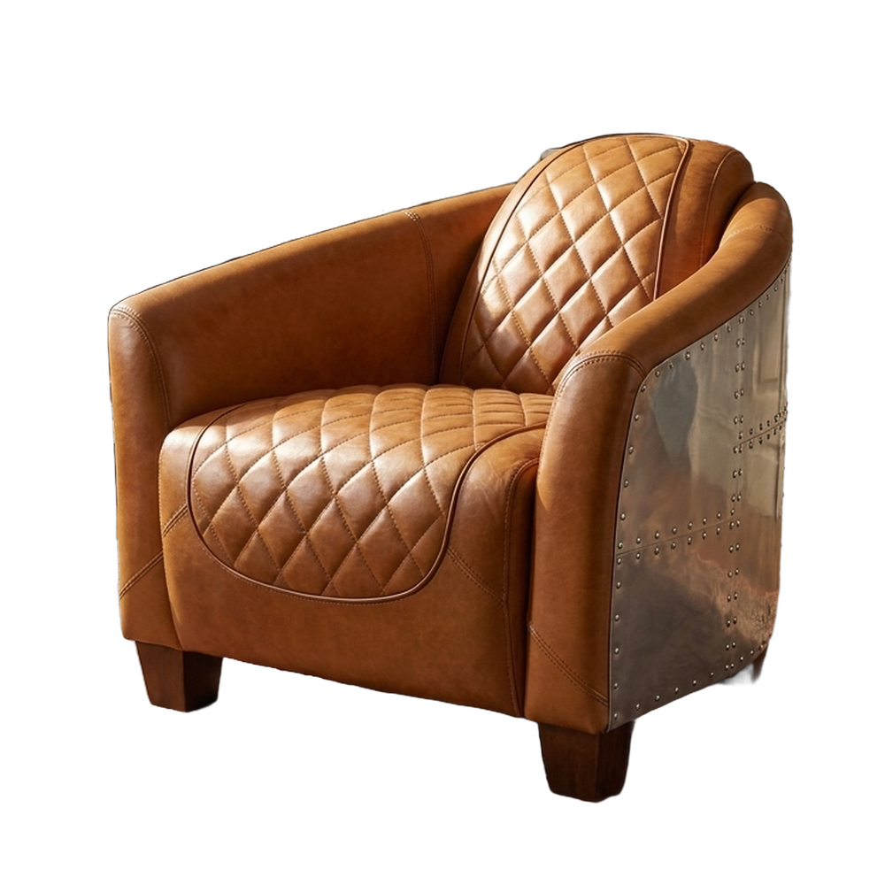 Havana Quilted Aviator Armchair – Tan
