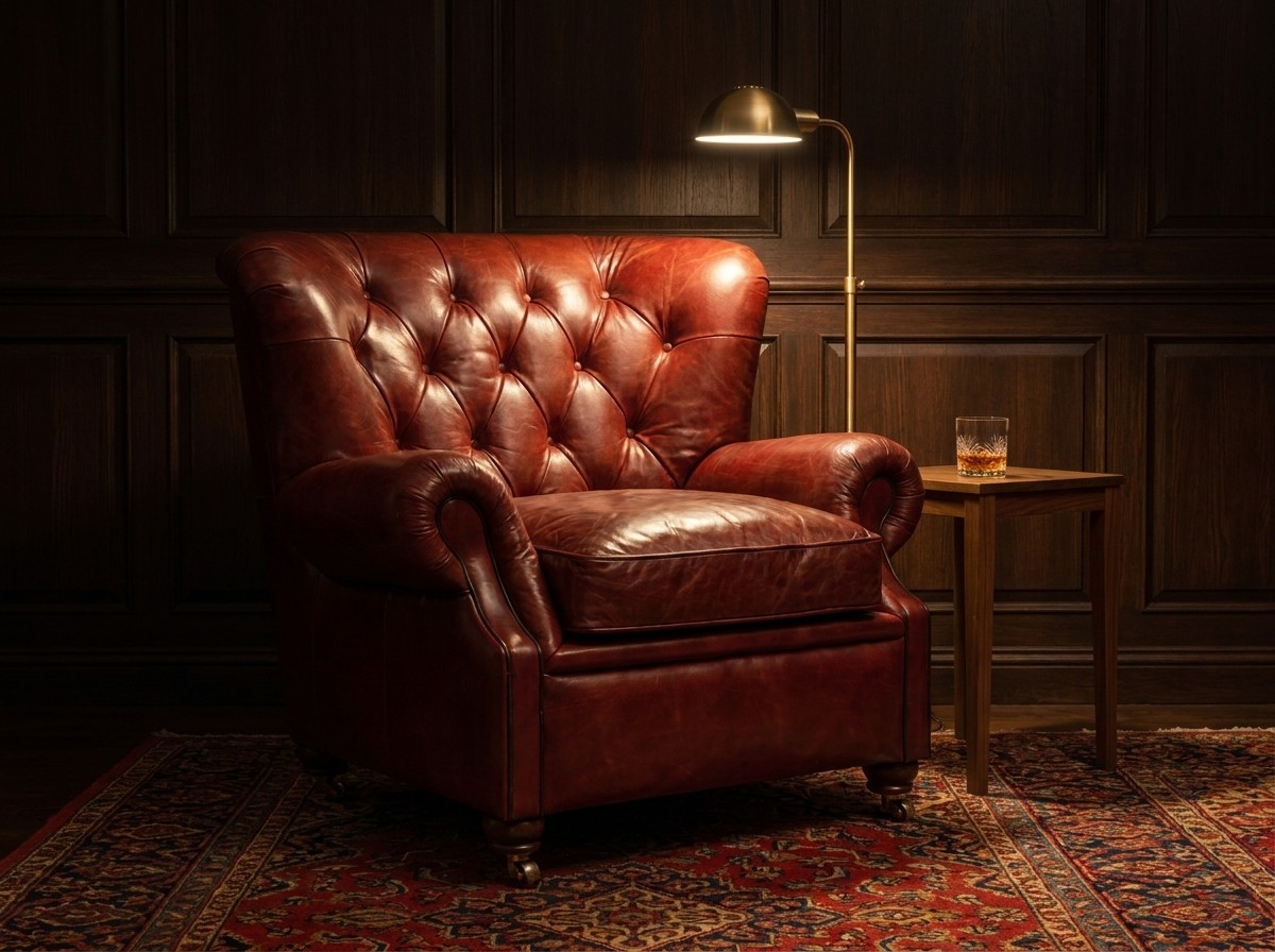 Barrister Chesterfield Armchair – Oxblood