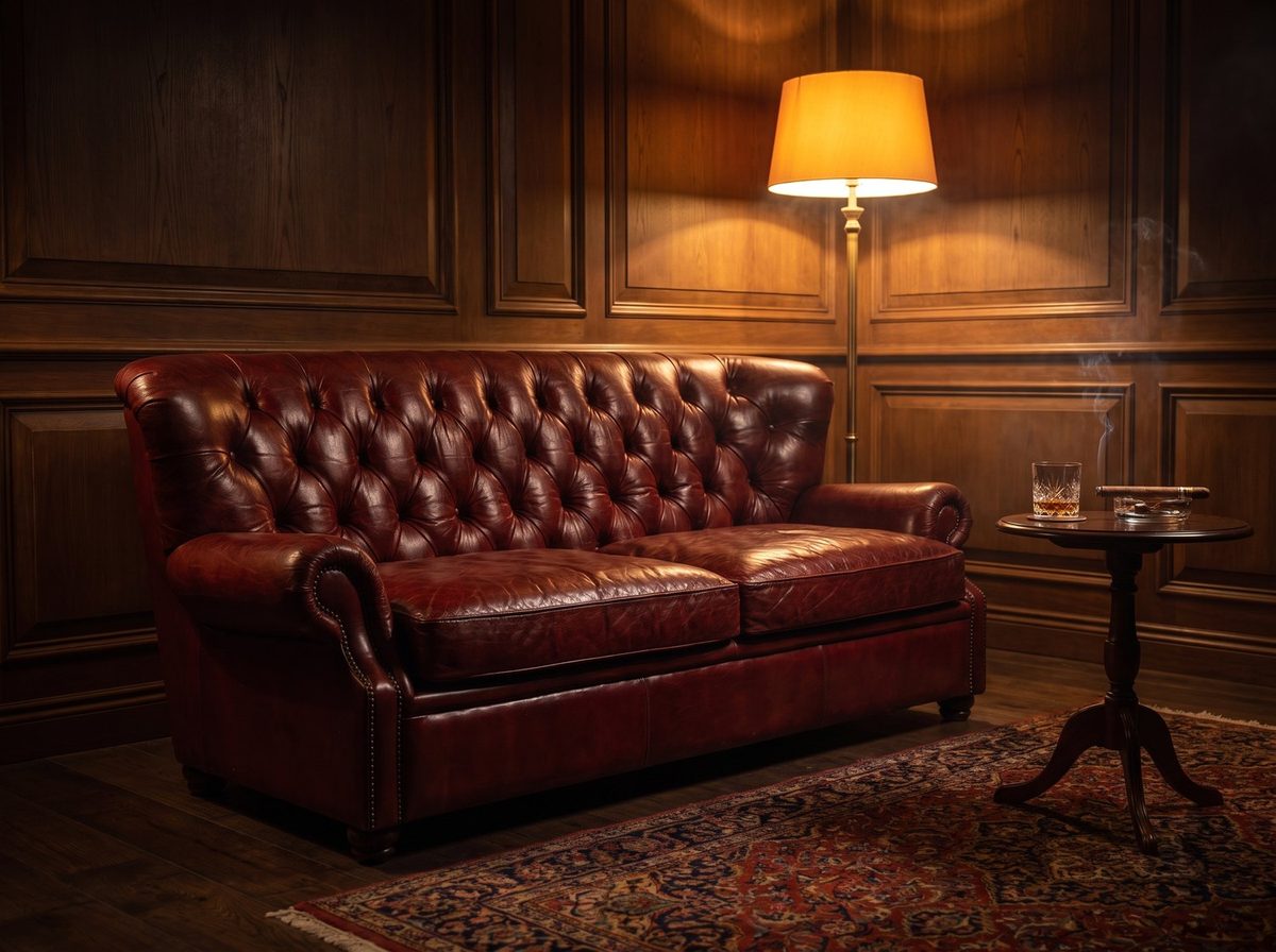 Barrister Three-Seat Chesterfield Lounge – Oxblood