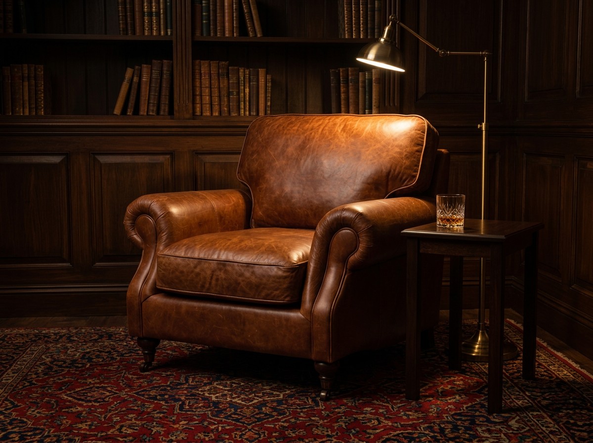 Clancy Rolled-Arm Armchair – Vintage Brown
