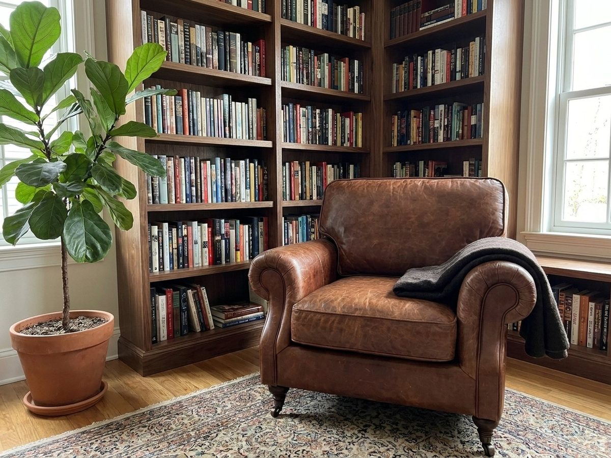 Clancy Rolled-Arm Armchair – Vintage Brown