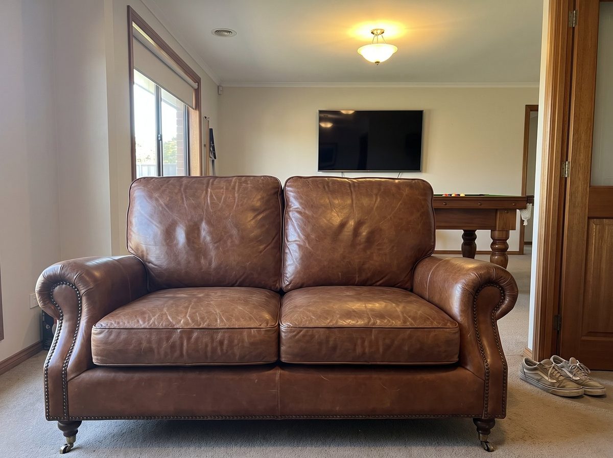 Clancy Rolled-Arm Three-Seat Lounge – Vintage Brown