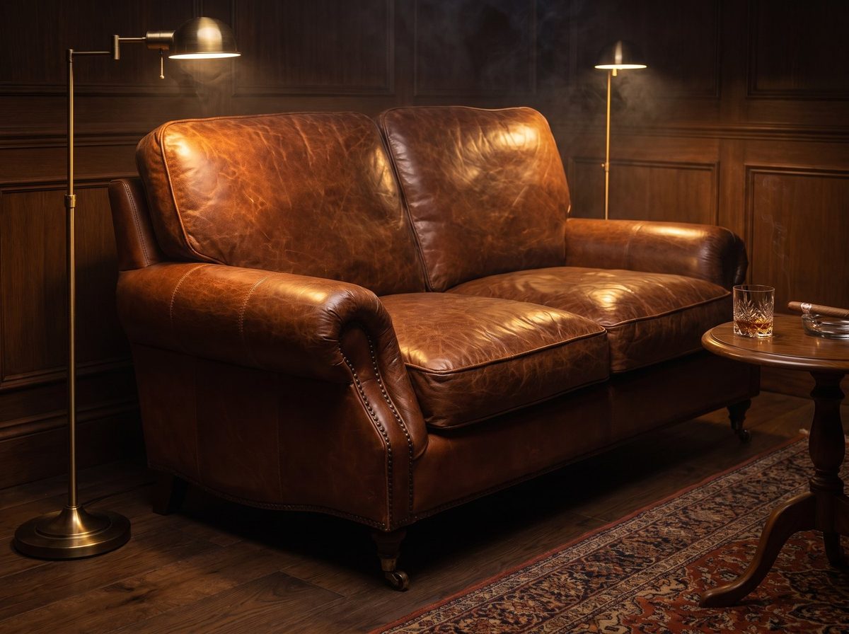 Clancy Rolled-Arm Two-Seat Lounge – Vintage Brown