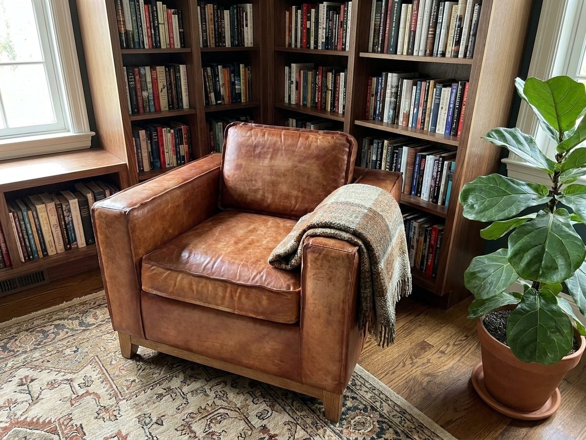 Drover Track-Arm Armchair – Vintage Cognac