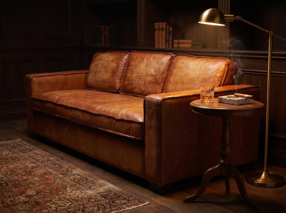 Drover Track-Arm Three-Seat Lounge – Vintage Cognac