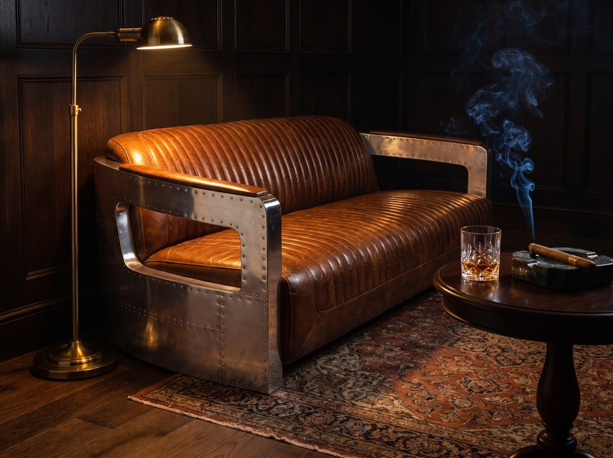 Havana Ribbed Aviator Four-Seat Lounge – Tan