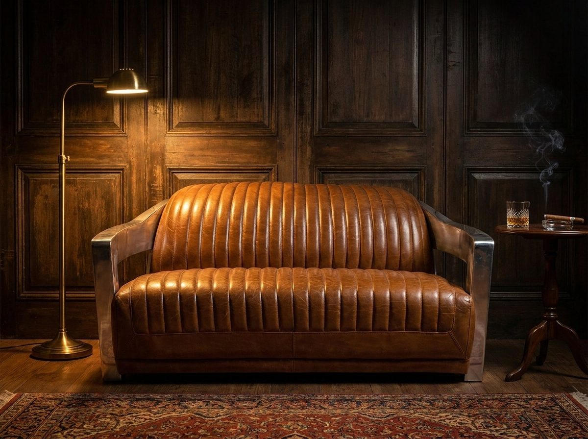 Havana Ribbed Aviator Three-Seat Lounge – Tan