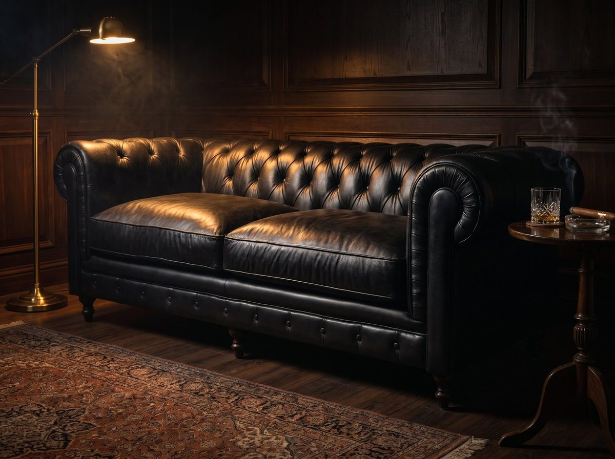 Marlowe Three-Seat Chesterfield Lounge – Black