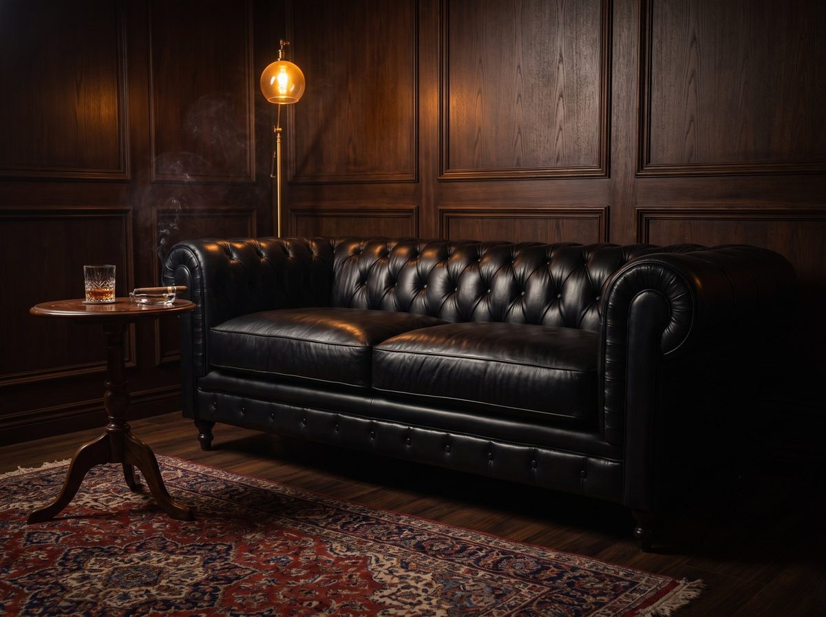 Marlowe Three-Seat Chesterfield Lounge – Black