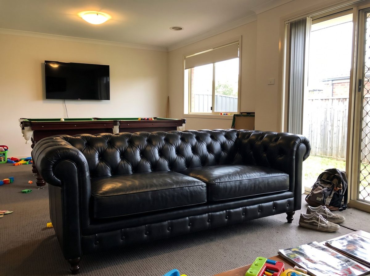 Marlowe Three-Seat Chesterfield Lounge – Black