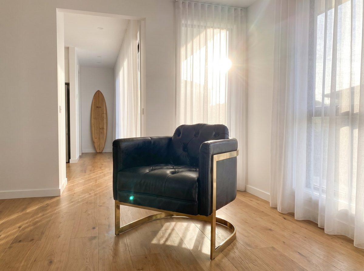 Mayfair Armchair – Black Leather and Brass