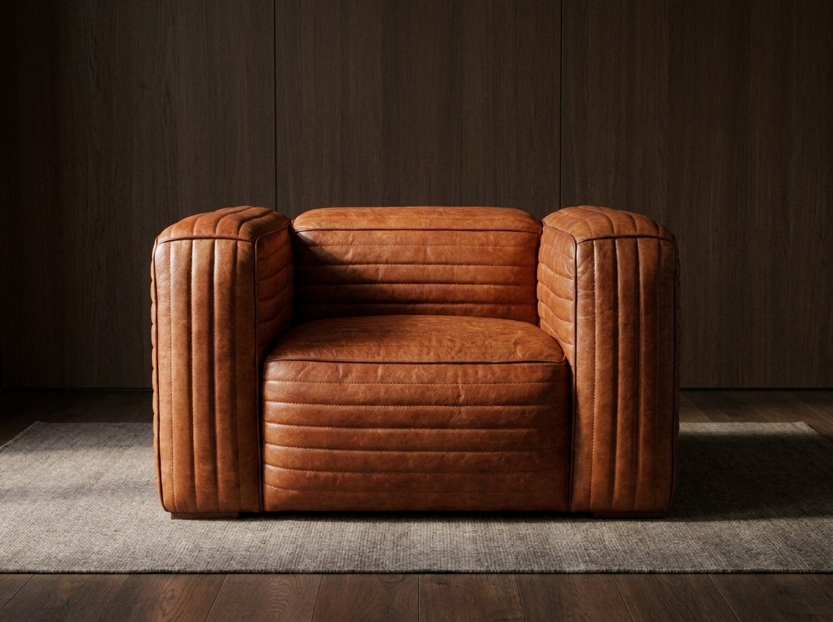 Monte Ribbed Armchair – Rust