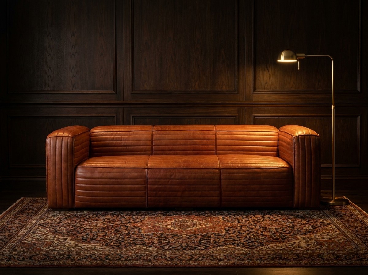 Monte Ribbed Three-Seat Lounge – Cognac