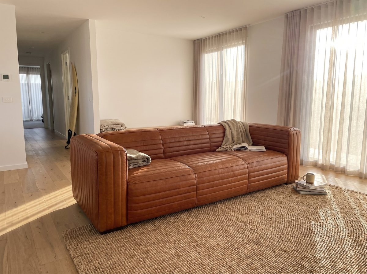 Monte Ribbed Three-Seat Lounge – Cognac