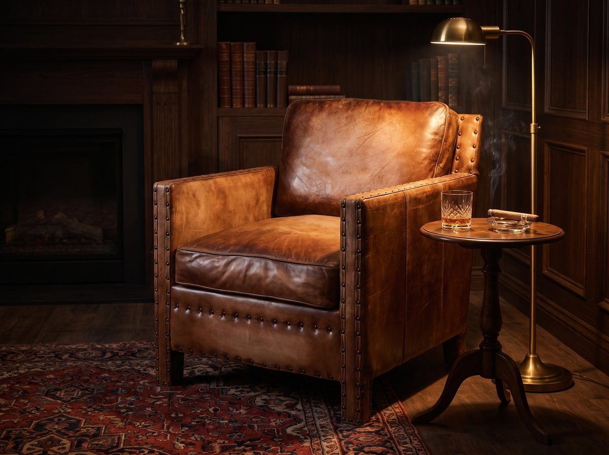 Scabrous Distressed Brown Leather Armchair