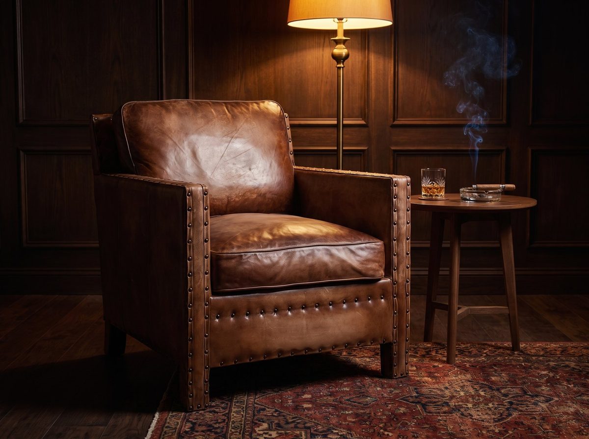 Scabrous Distressed Brown Leather Armchair