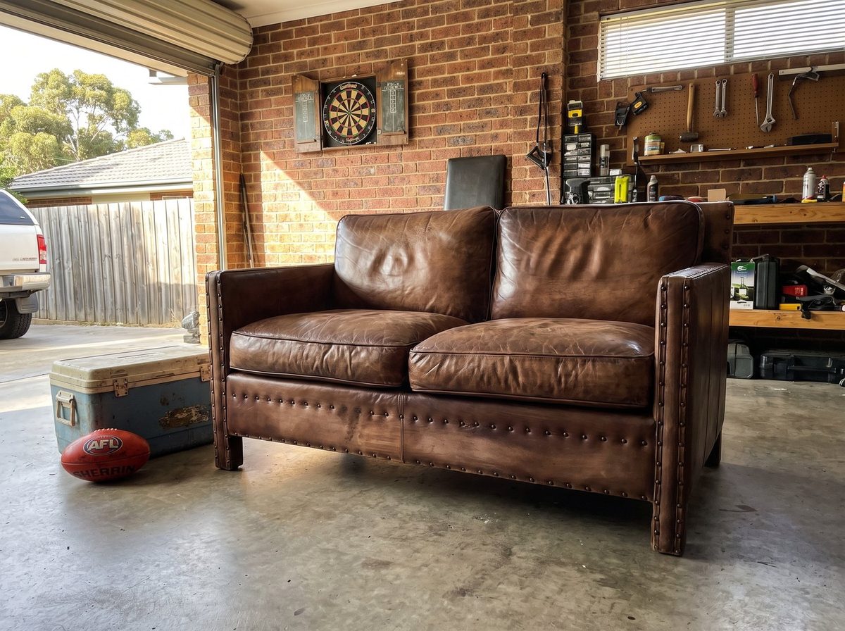 Scabrous Distressed Brown Leather Lounge – 2 seat