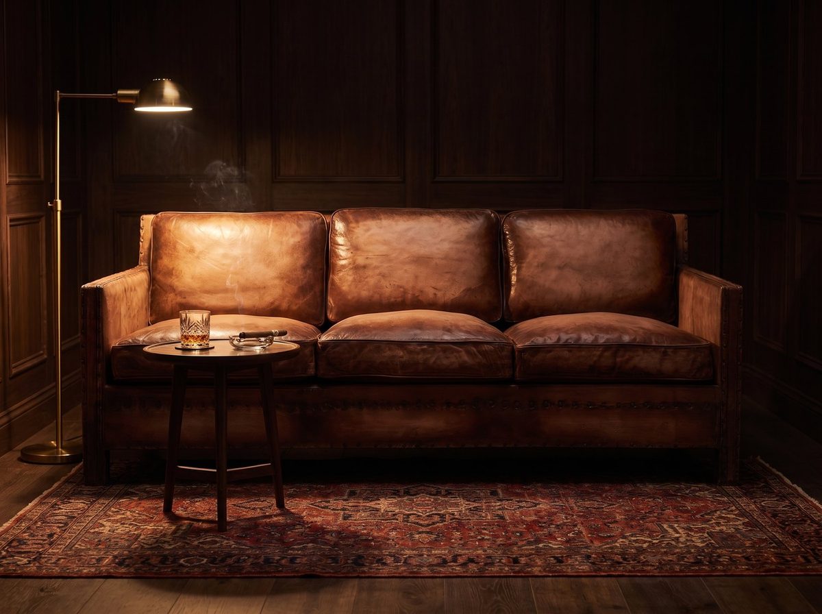 Scabrous Distressed Brown Leather Lounge – 3 seat