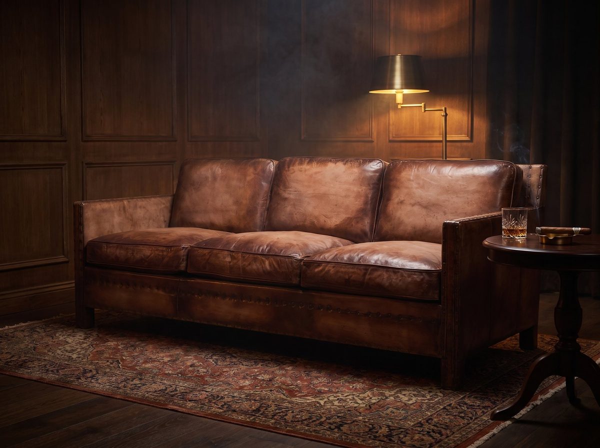 Scabrous Distressed Brown Leather Lounge – 3 seat