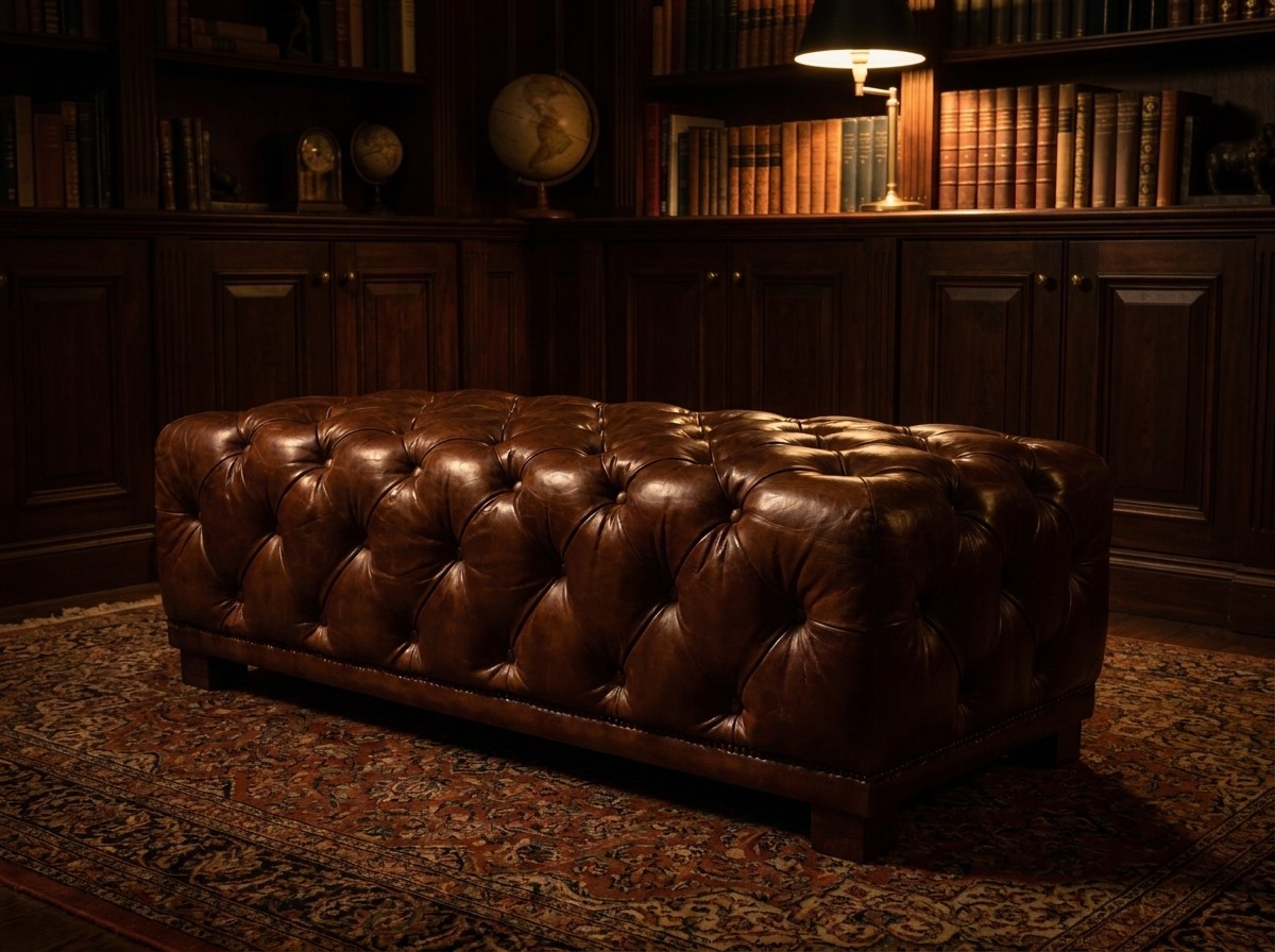 The Understudy Chesterfield Ottoman – Vintage Brown
