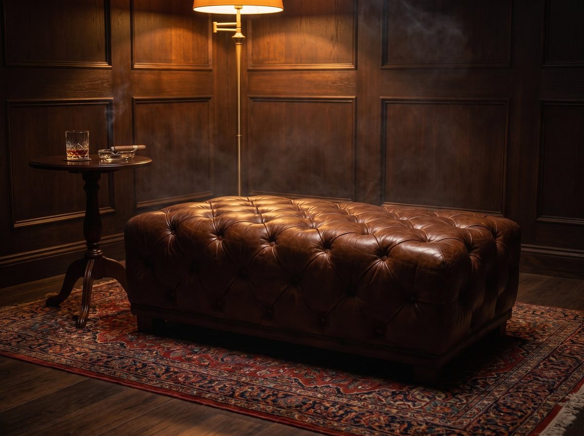 The Understudy Chesterfield Ottoman – Vintage Brown