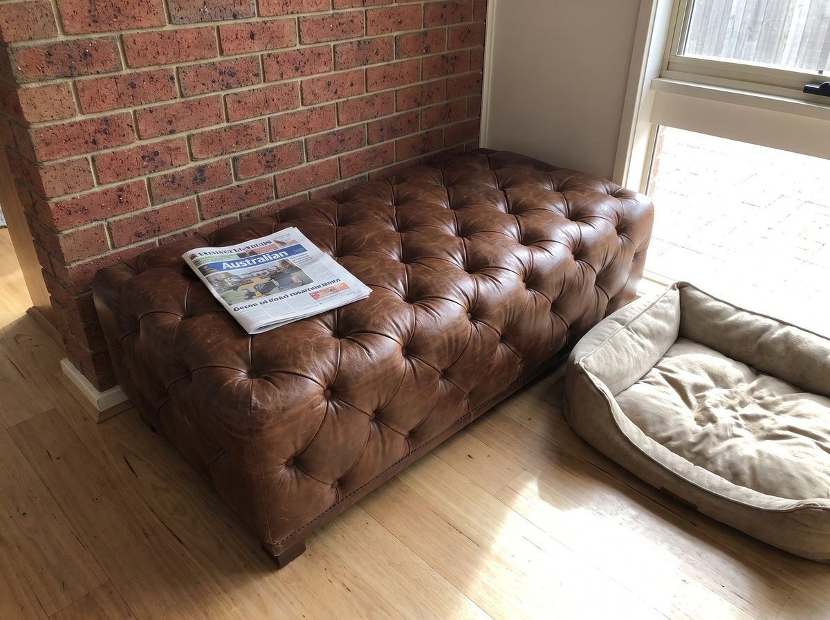 The Understudy Chesterfield Ottoman – Vintage Brown