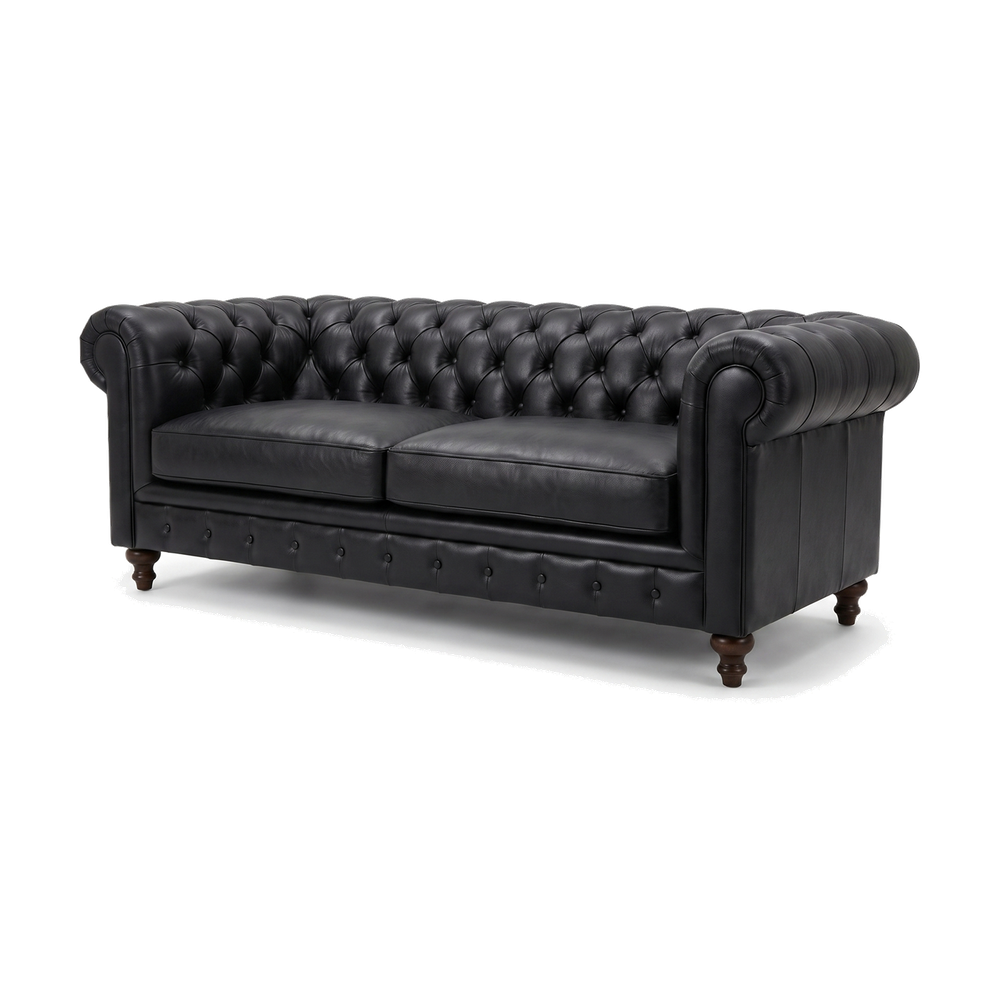 Marlowe Three-Seat Chesterfield Lounge – Black