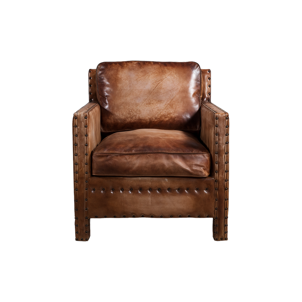 Scabrous Distressed Brown Leather Armchair