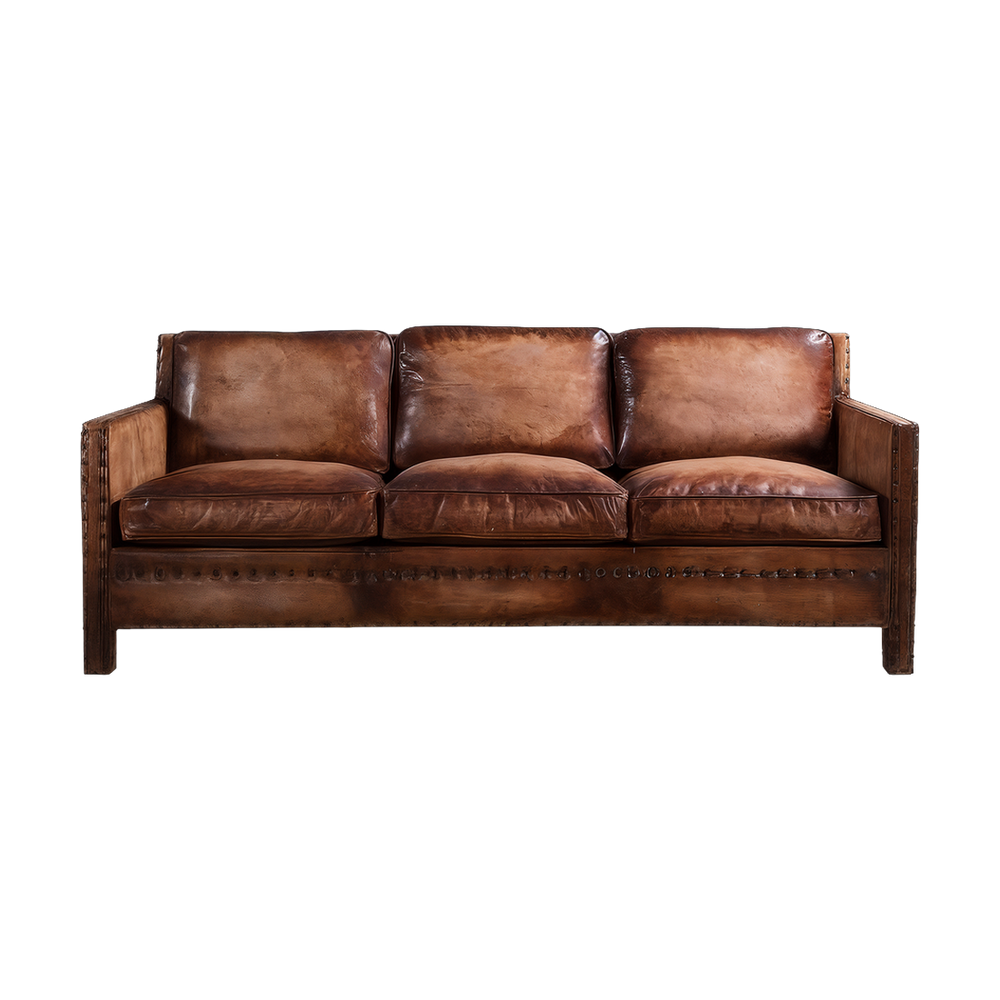 Scabrous Distressed Brown Leather Lounge – 3 seat