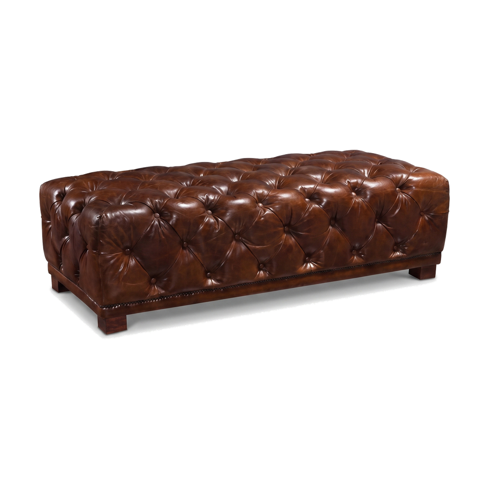 The Understudy Chesterfield Ottoman – Vintage Brown